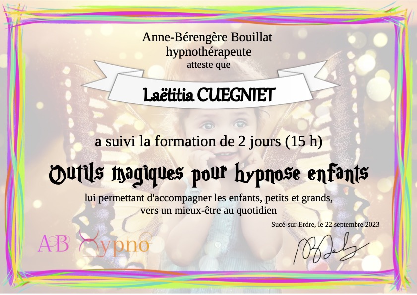 Certification Praticien en hypnose pour enfants