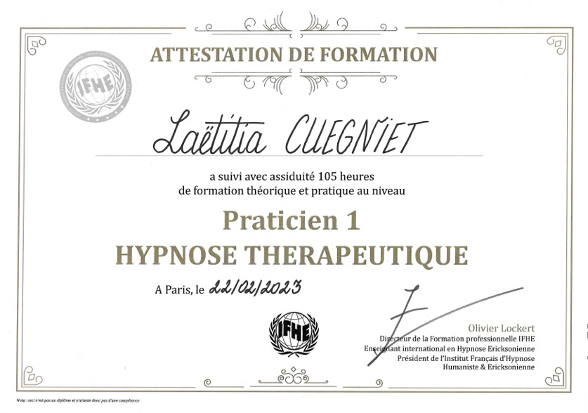 Certification en Hypnose thérapeutique