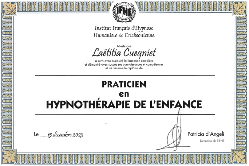 Certification de praticien en hypnothérapie de l'enfance