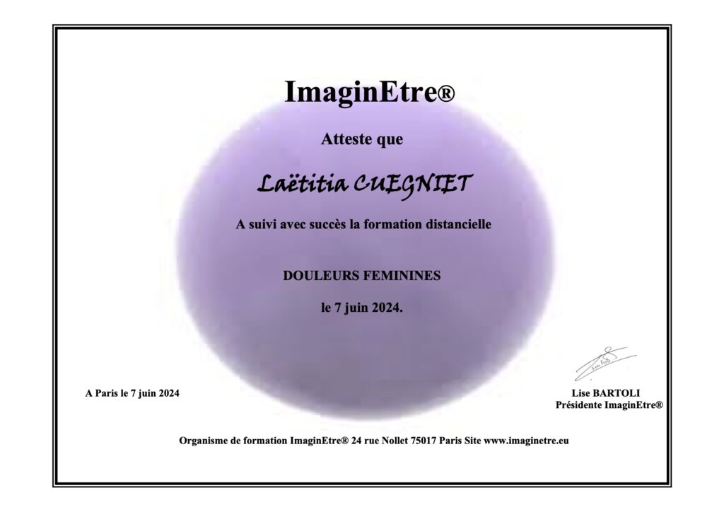 Certification douleurs féminines 07 06 24