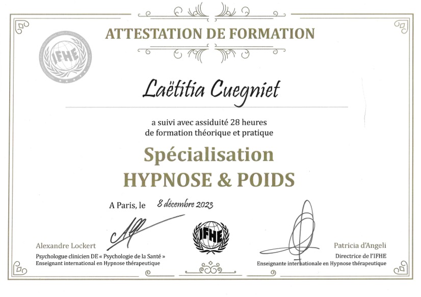 Spécialisation Hypnose et poids