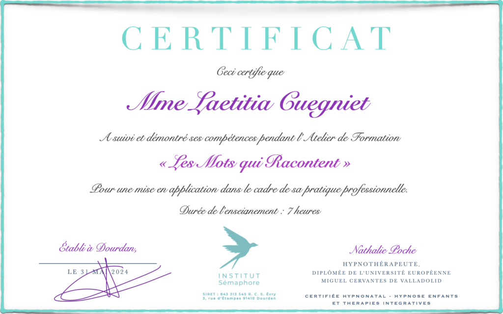 Certification "Les mots qui racontent"